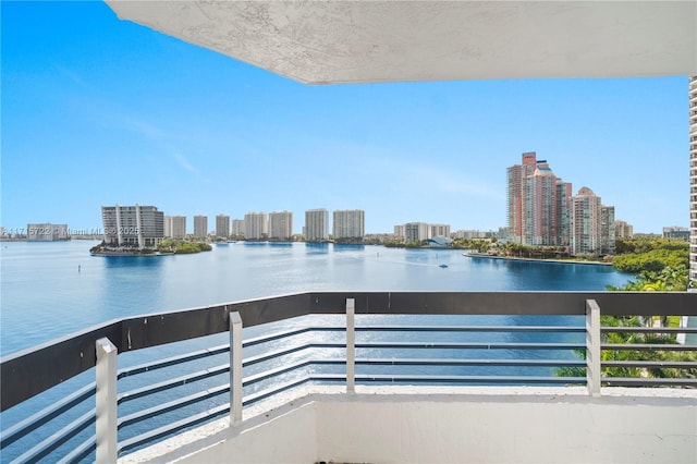 balcony with a water view