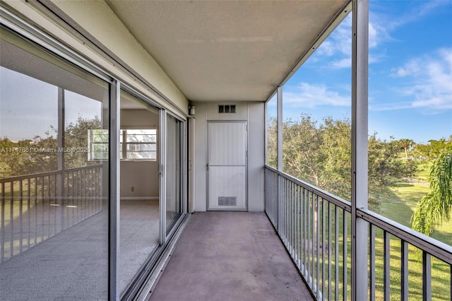 view of unfurnished sunroom