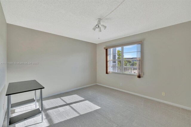 spare room with light colored carpet and a textured ceiling