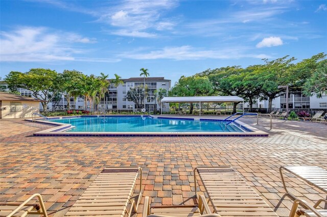 view of pool featuring a patio