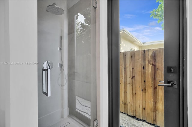 bathroom with a shower