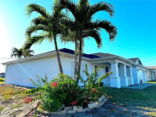 view of home's exterior with a garage