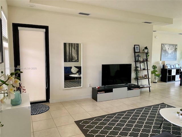 view of tiled living room