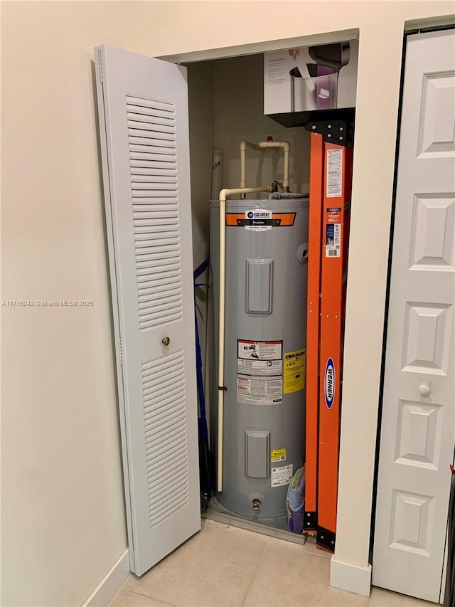 utility room with water heater