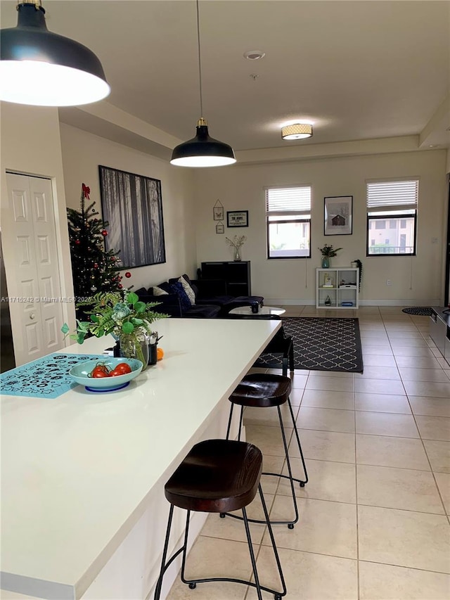 view of tiled dining space