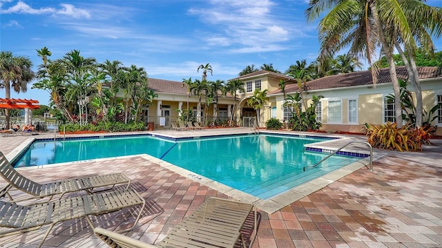 view of pool featuring a patio