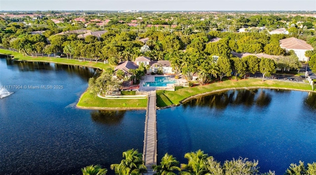 bird's eye view featuring a water view