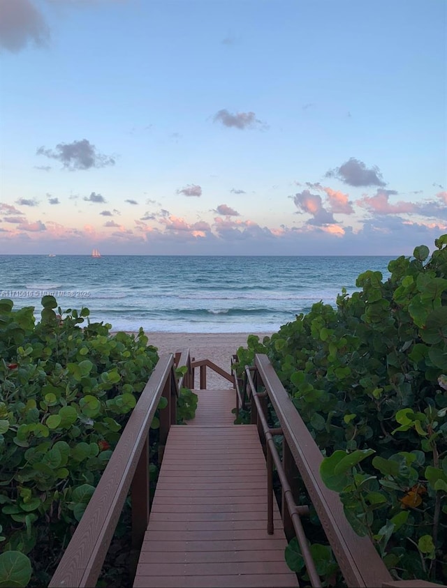 property view of water with a beach view