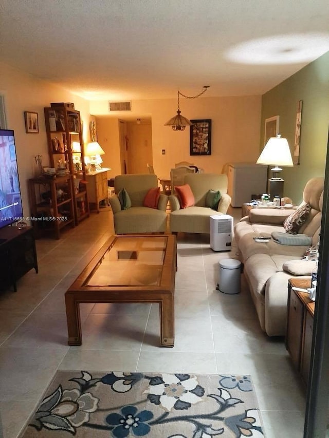 view of tiled living room