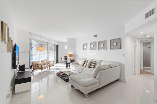 view of tiled living room