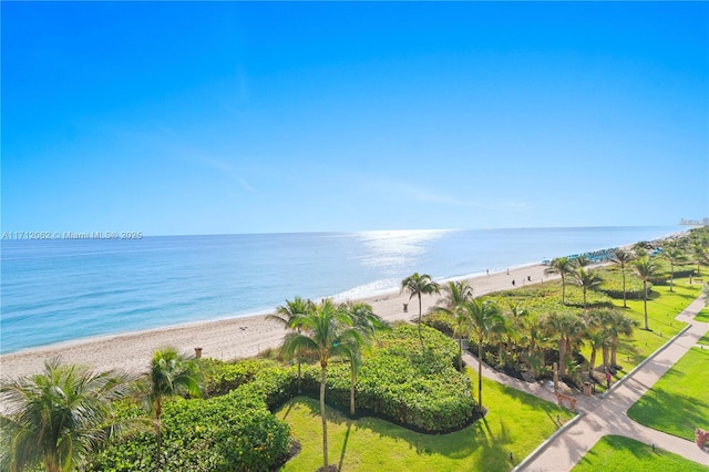 view of water feature featuring a view of the beach