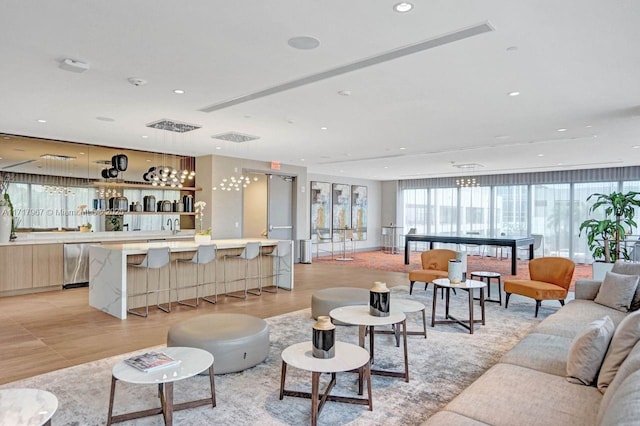 living room with expansive windows