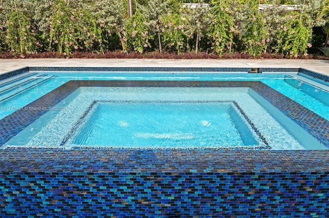 view of swimming pool with an in ground hot tub