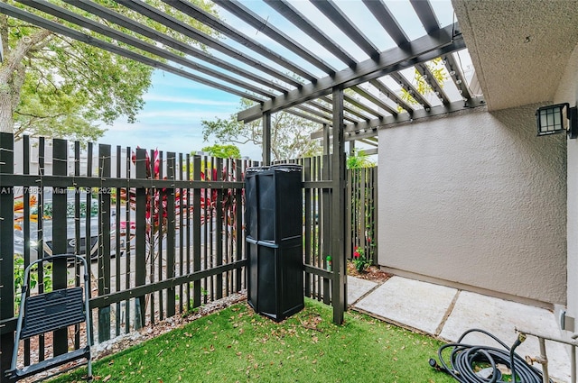 exterior space with a pergola