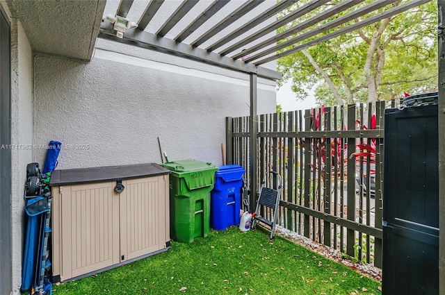 view of property exterior featuring a pergola