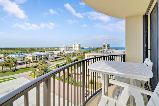 balcony with a water view