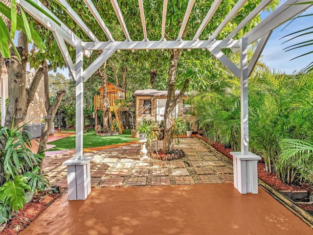 view of patio / terrace with a pergola