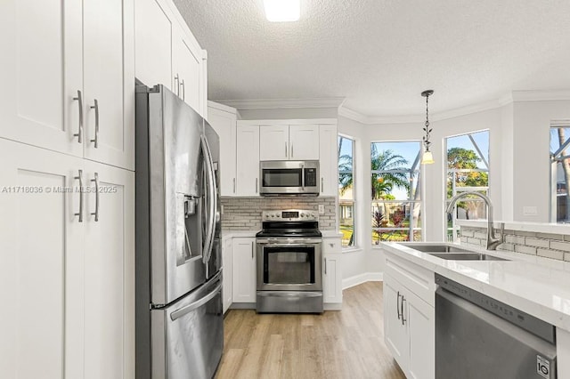 kitchen featuring white cabinets, appliances with stainless steel finishes, and sink