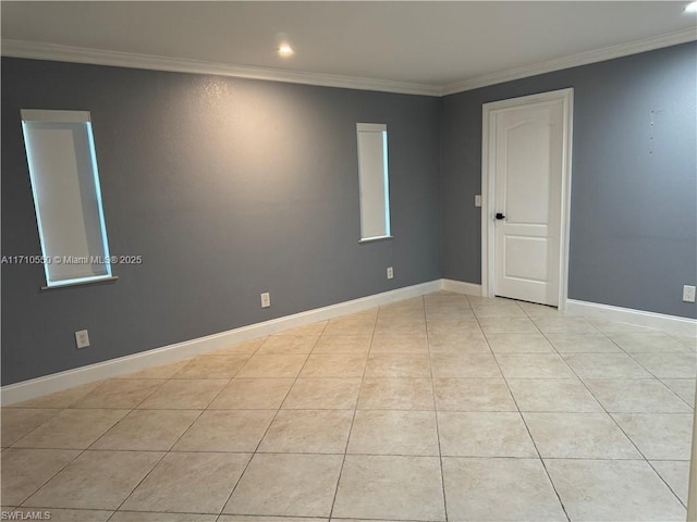 tiled empty room with ornamental molding