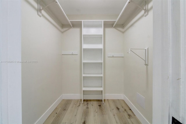 walk in closet featuring light hardwood / wood-style floors