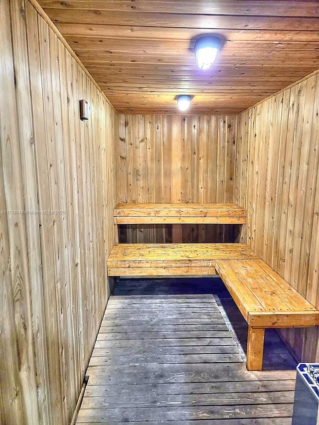 view of sauna / steam room with hardwood / wood-style floors