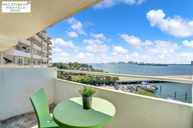 balcony with a water view