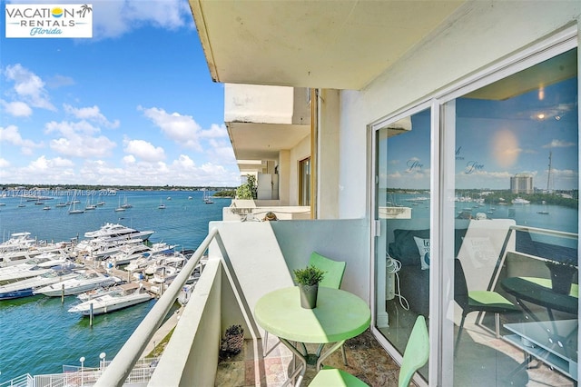 balcony with a water view