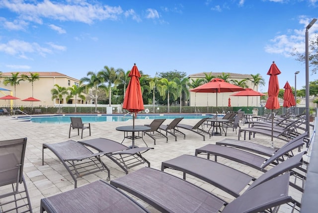 view of pool featuring a patio area