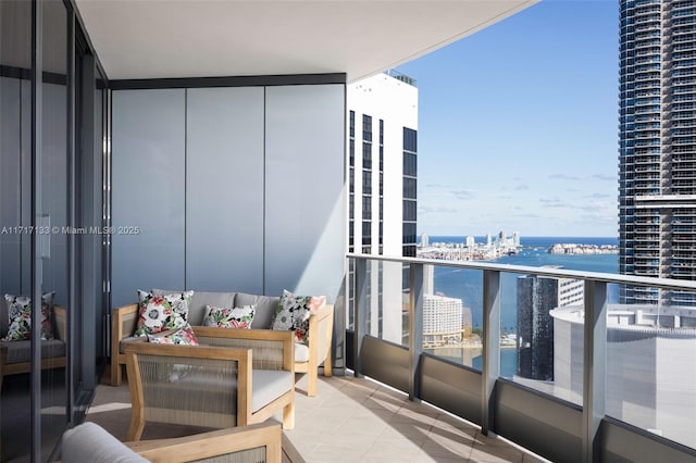 balcony with a water view