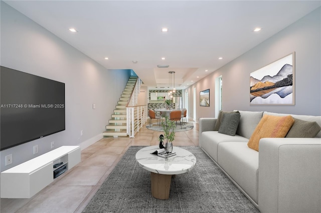 view of tiled living room