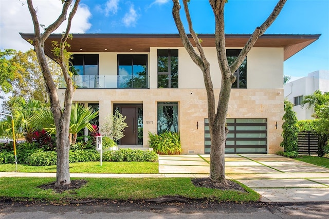 contemporary home with a garage