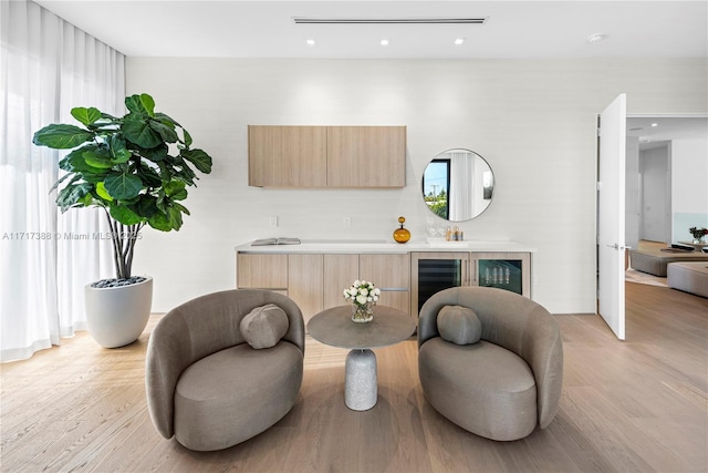 living area featuring light wood-type flooring