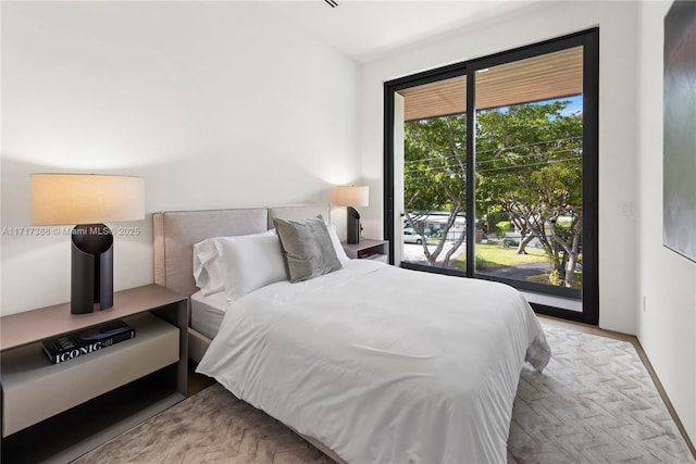 bedroom featuring access to outside