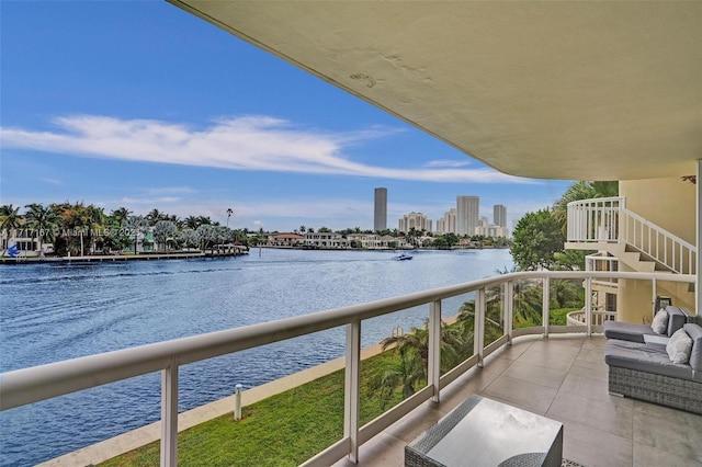 balcony with a water view