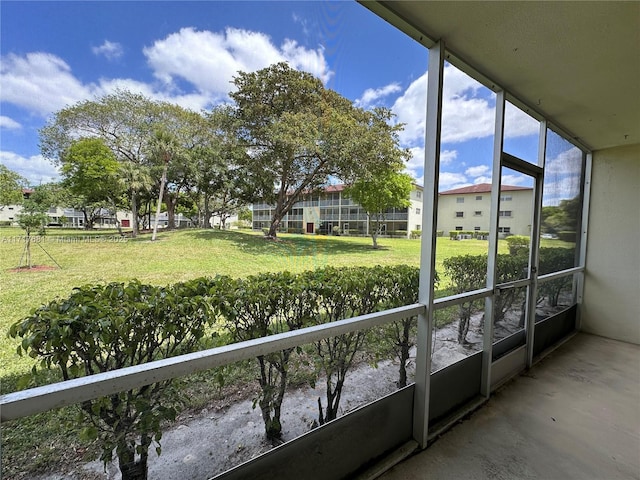 view of unfurnished sunroom