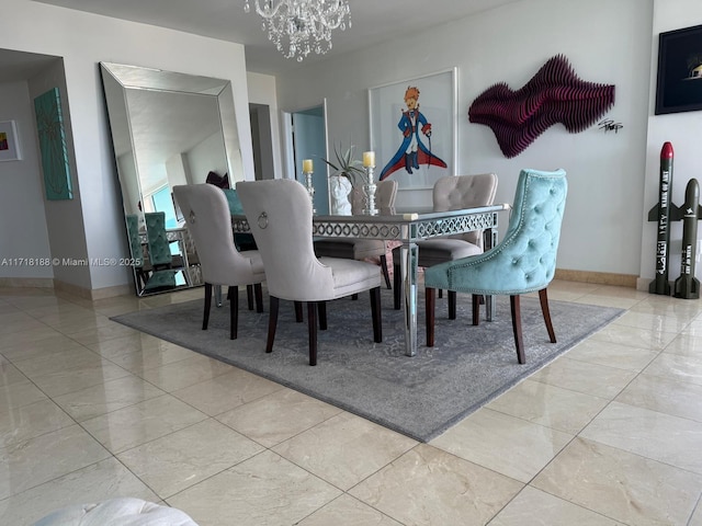 dining room with an inviting chandelier