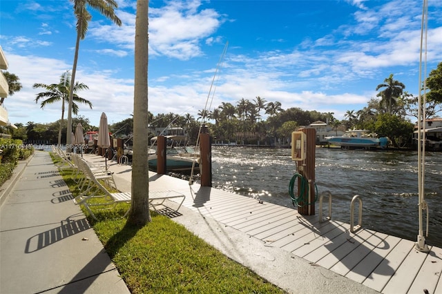 view of dock featuring a water view