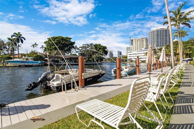 view of dock featuring a water view