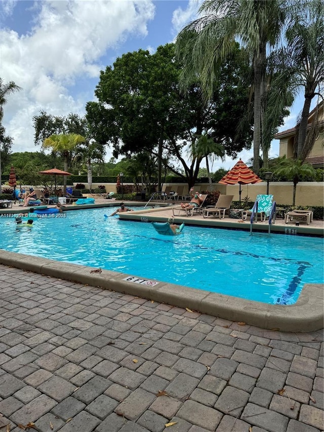 view of pool featuring a patio area