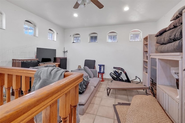 bathroom with toilet and lofted ceiling