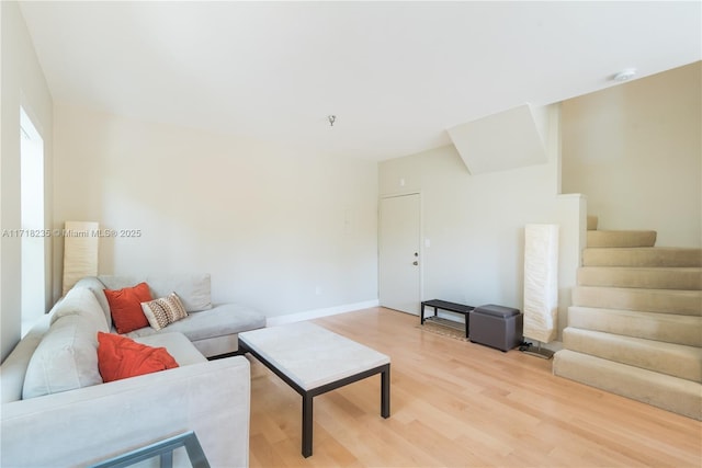 living room with hardwood / wood-style flooring