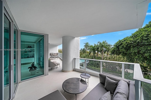 balcony featuring an outdoor living space