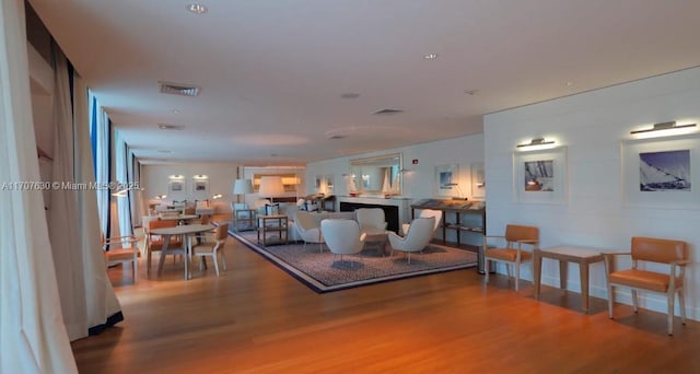 living room with hardwood / wood-style flooring