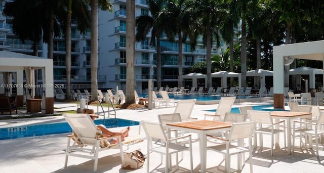 view of pool featuring a patio