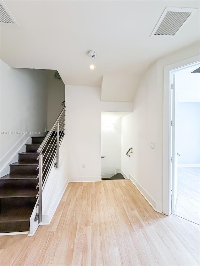 interior space with light hardwood / wood-style flooring