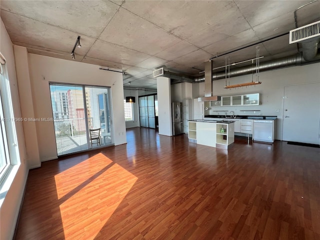 interior space featuring dark hardwood / wood-style floors and sink