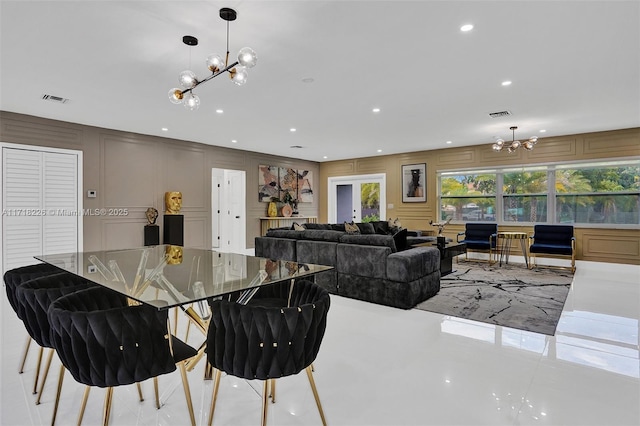 dining room featuring an inviting chandelier