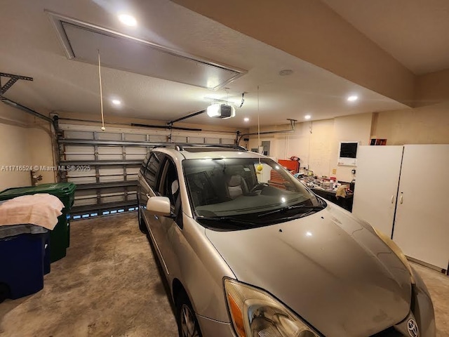 garage with a garage door opener