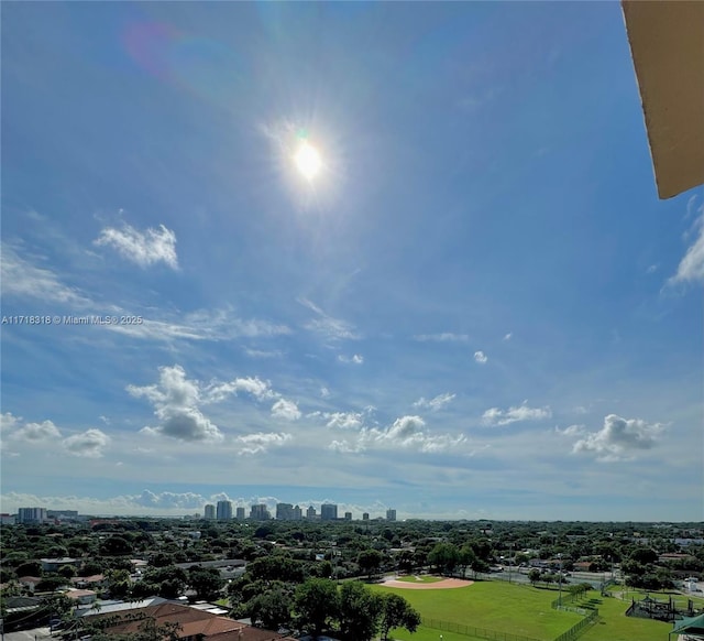 drone / aerial view with a city view