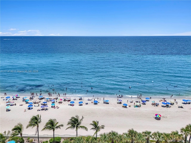 property view of water featuring a view of the beach